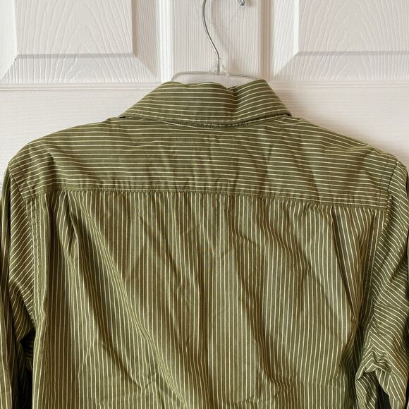 Hollister Men’s Button Down Shirt Size Medium Green Striped Long Sleeve - Picture 9 of 13